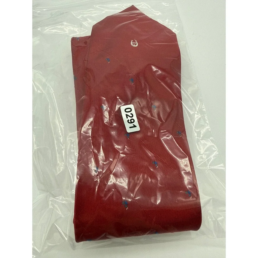 Etienne Aigner Necktie Red Excellent Vintage Horseshoe Logo Pattern